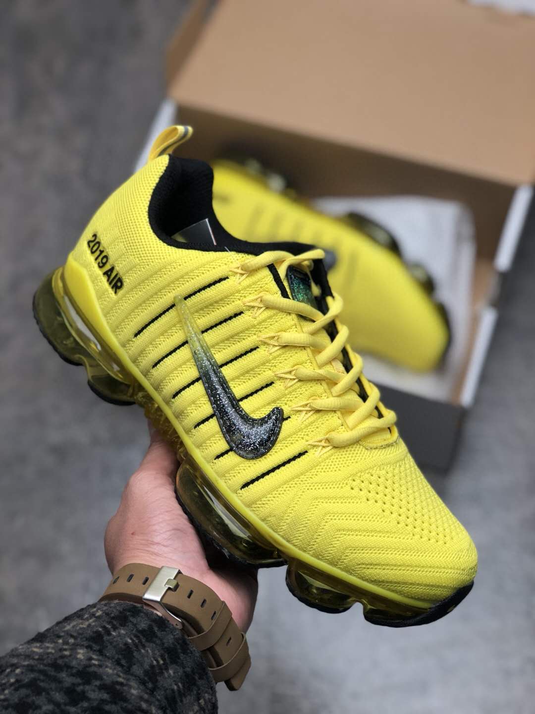 Men 2019 Nike Air Max Ferrari 1 Yellow Black Shoes